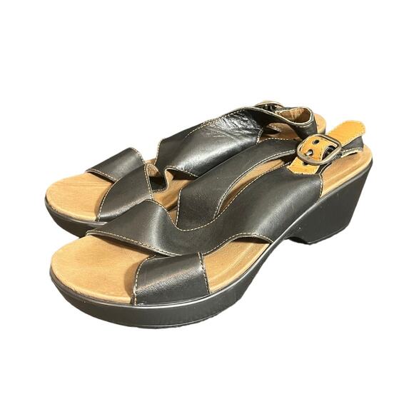 Dansko Women‎ Jacinda Cross Strap Slingback Sandals Leather Black 41 US 10.5-11 - Picture 1 of 9